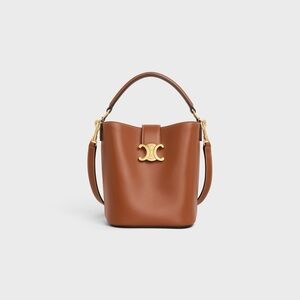 Celine Tan Leather Crossbody Bag with Gold Accents